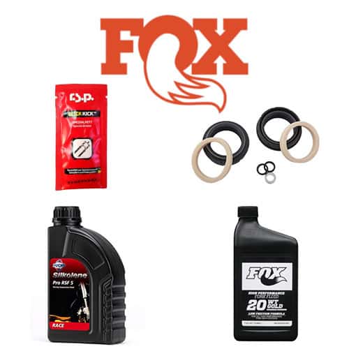 Pack joints Fox Low Friction + huile Silkolène 5W + huile Fox 20W Gold + graisse Slick Kick RSP 8g